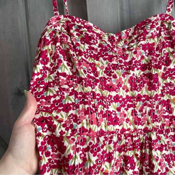 Vintage American‎ Eagle Spring Flower Dress corset pockets fit flare stretchy 4 - Picture 3 of 11